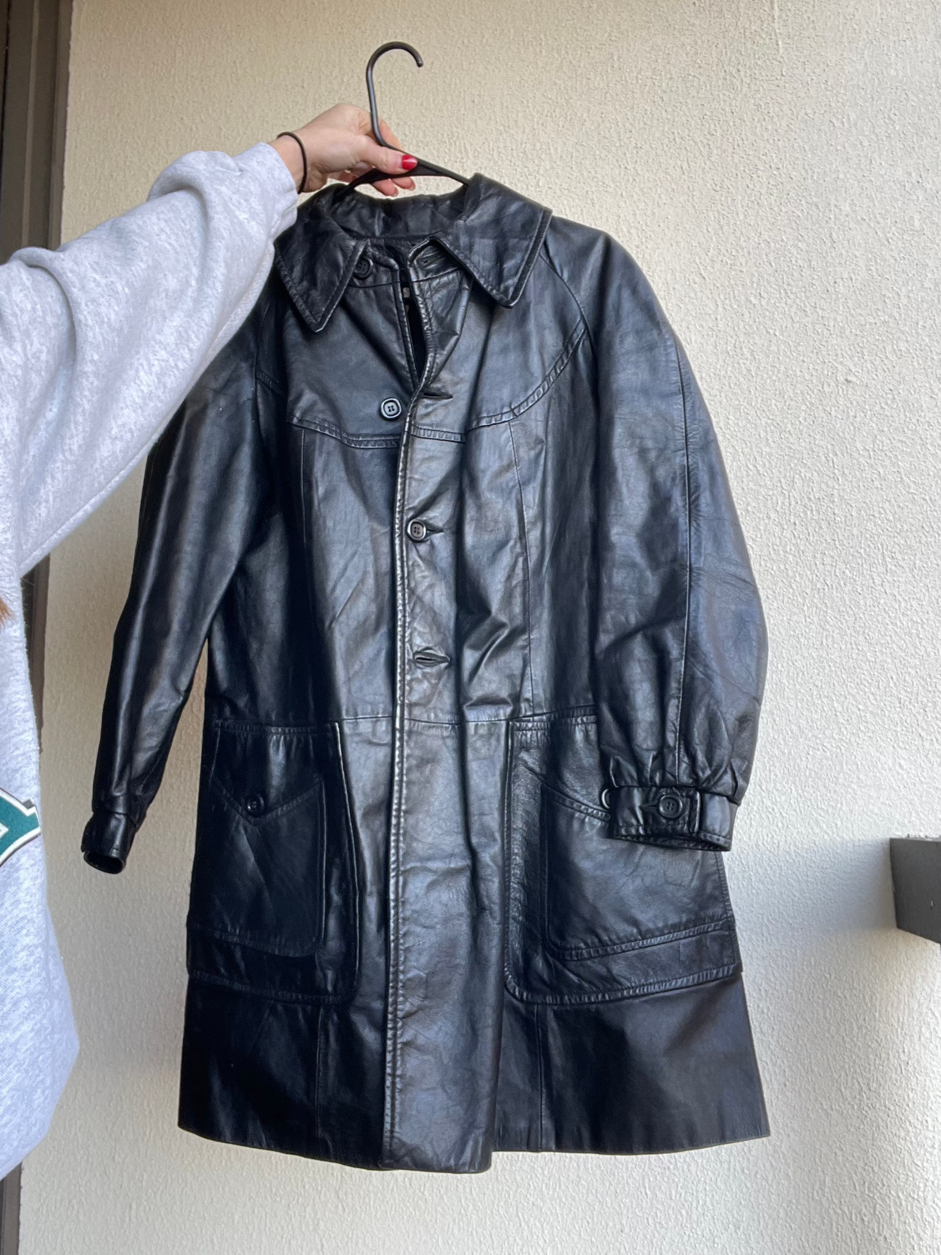 Vintage black Leather Coat Size 14 – Red Brookes Vintage