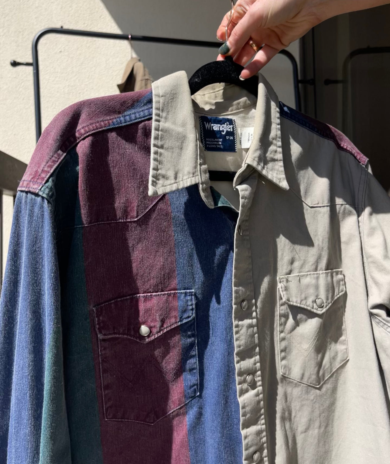 Vintage Wrangler Western Striped Block Button Up