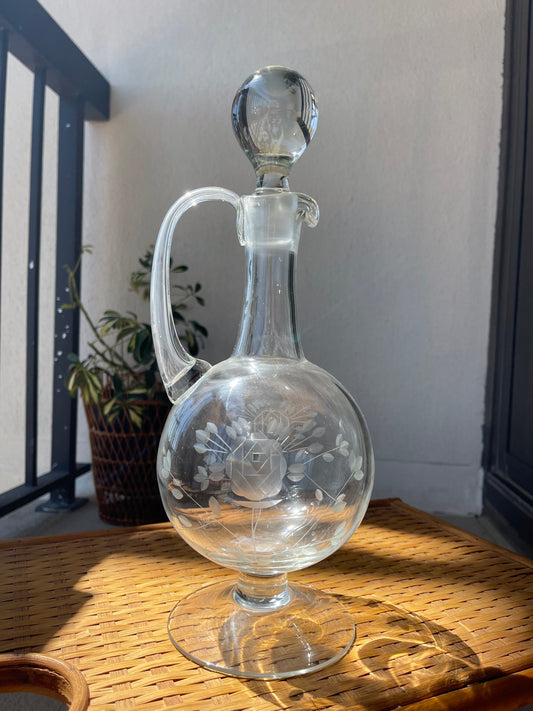 Unique Etched Glass Decanter
