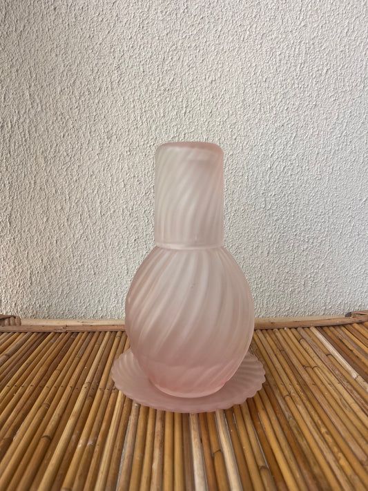 Vintage Pink Swirl Frosted Carafe Decanter Set