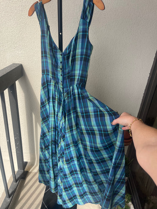 80’s Karen Alexander Plaid Corset Dress