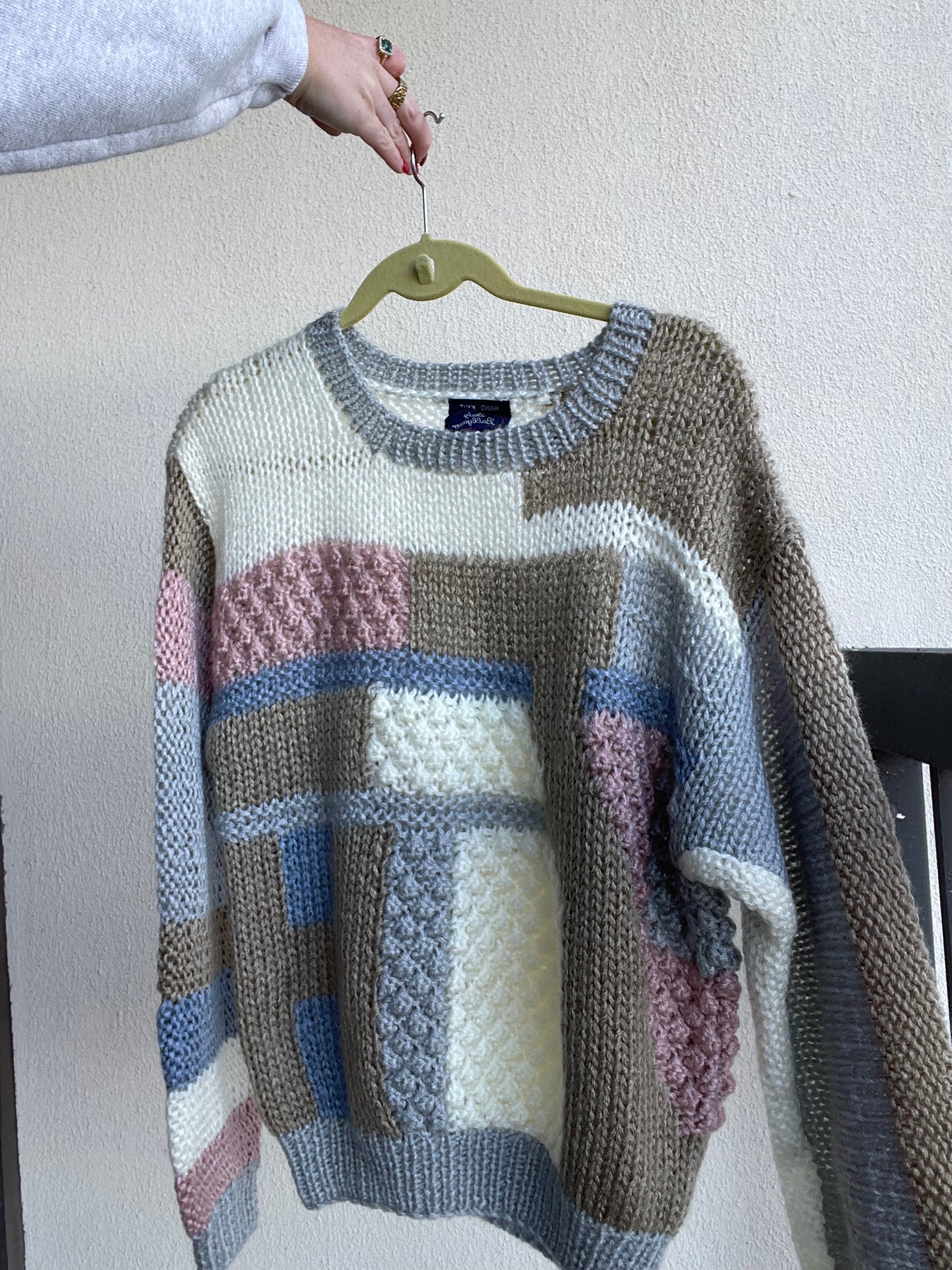 Hand Knit Color Block Sweater