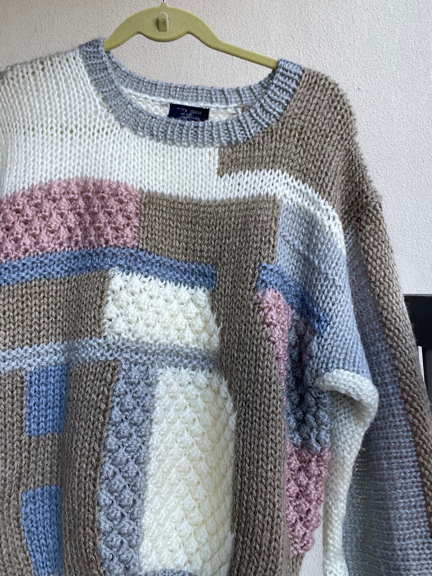 Hand Knit Color Block Sweater