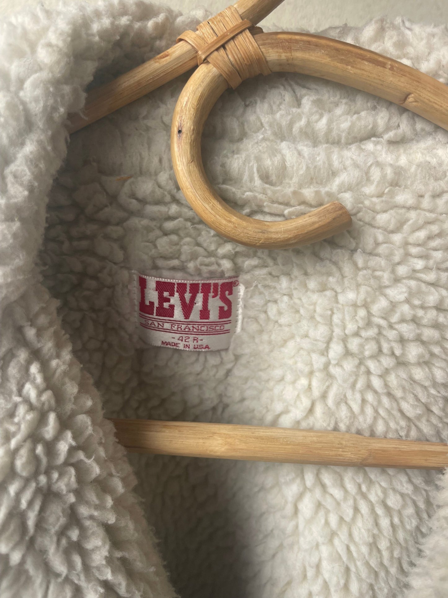 Vintage 80's San Fransisco Levi's Denim Sherpa Jacket tag