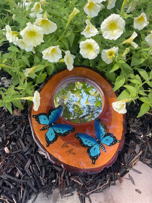 Vintage Wooden Butterfly Wall Mirror