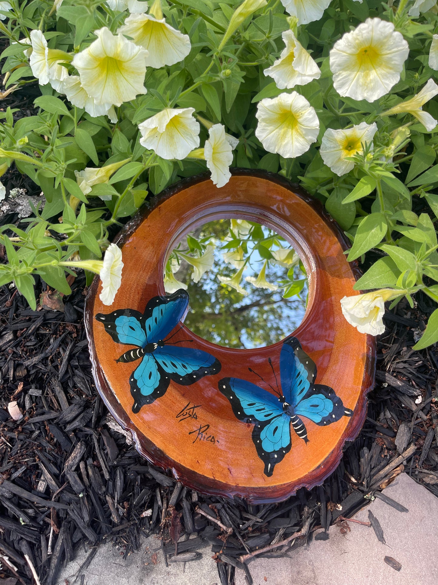 Vintage Wooden Butterfly Wall Mirror