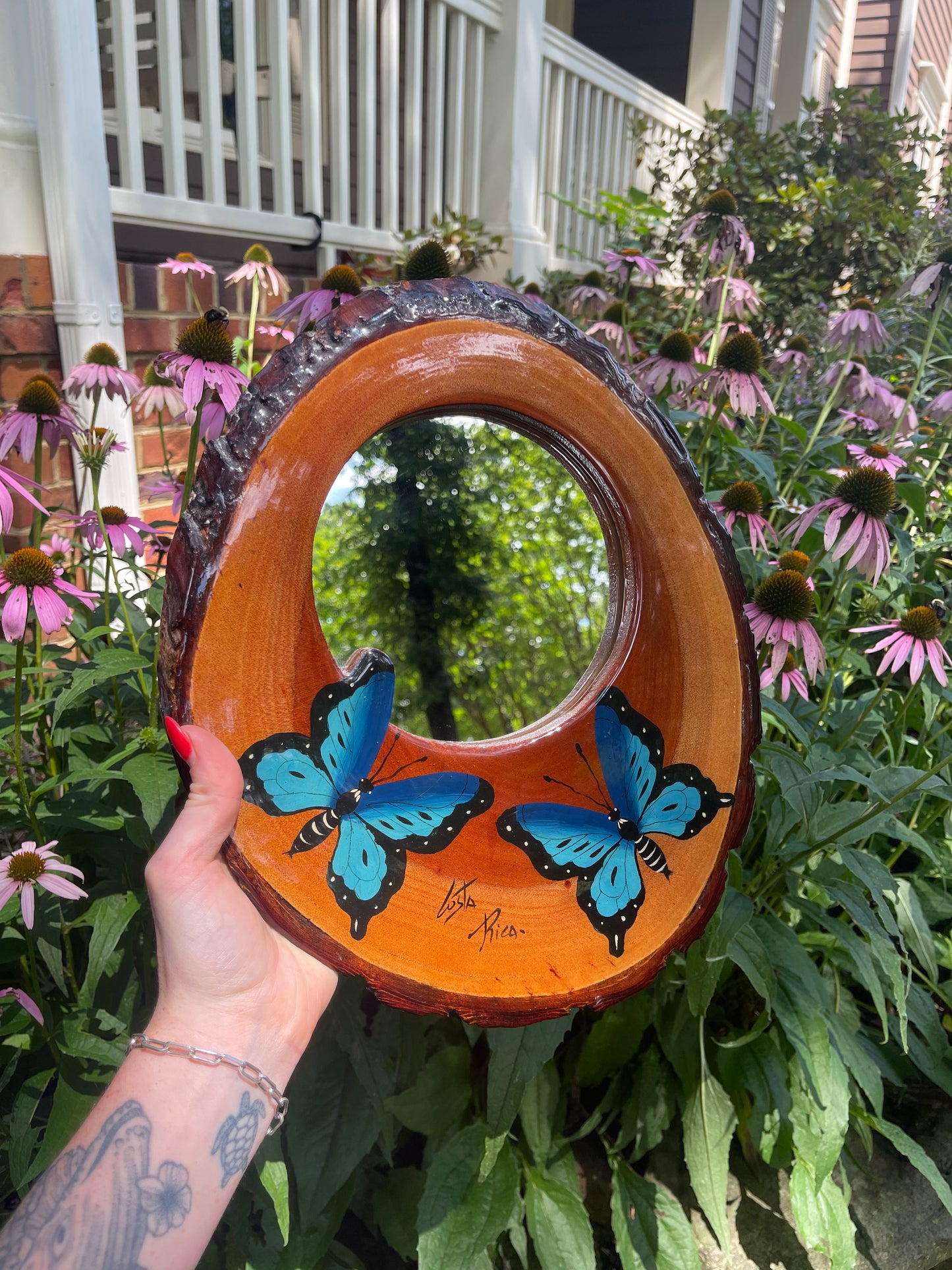 Vintage Wooden Butterfly Wall Mirror