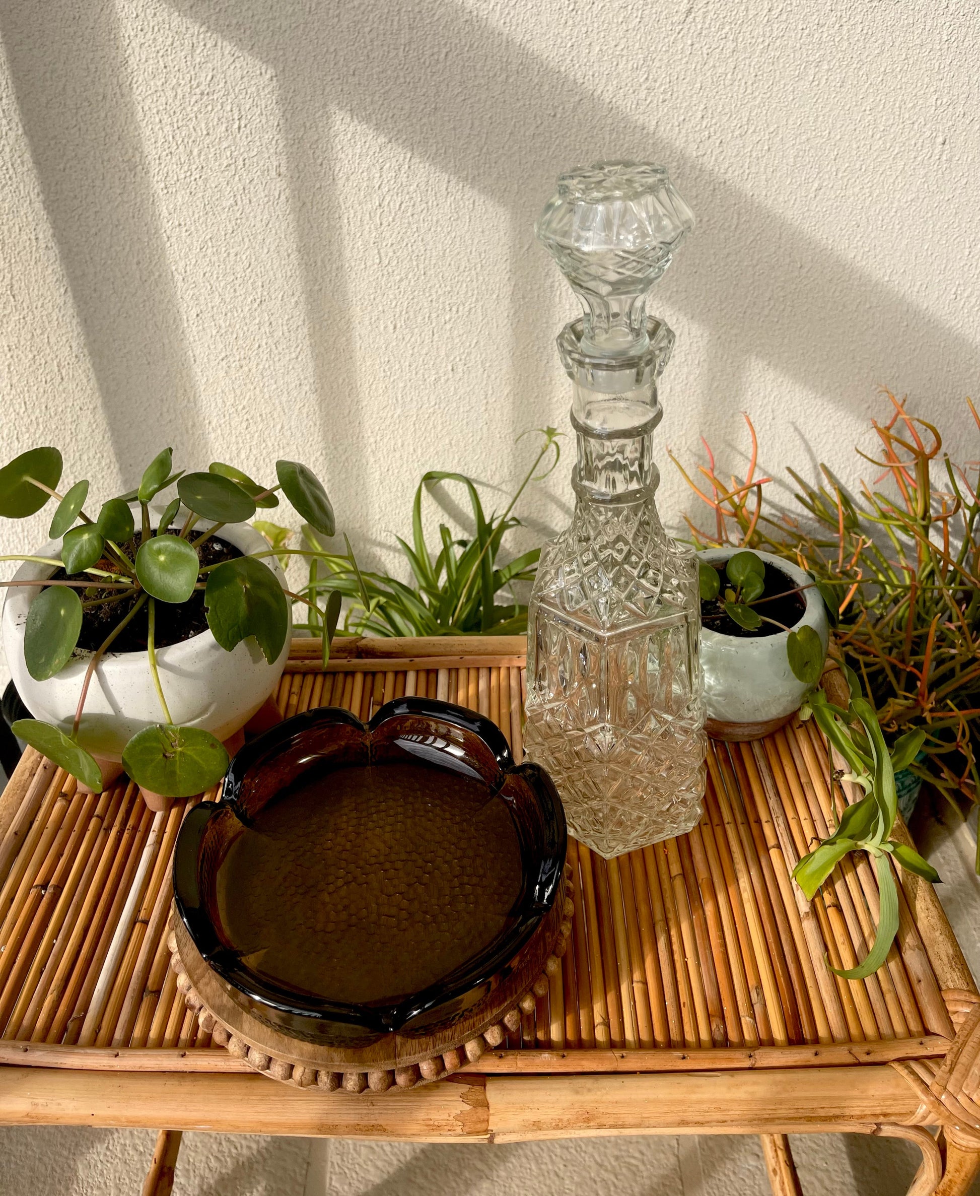 Brown Hammered Glass Ashtray Catchall