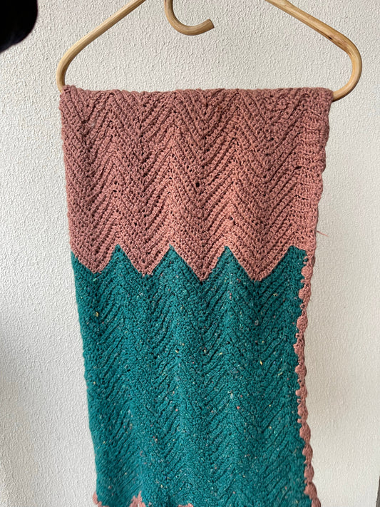 Handmade Afghan Mauve and Teal