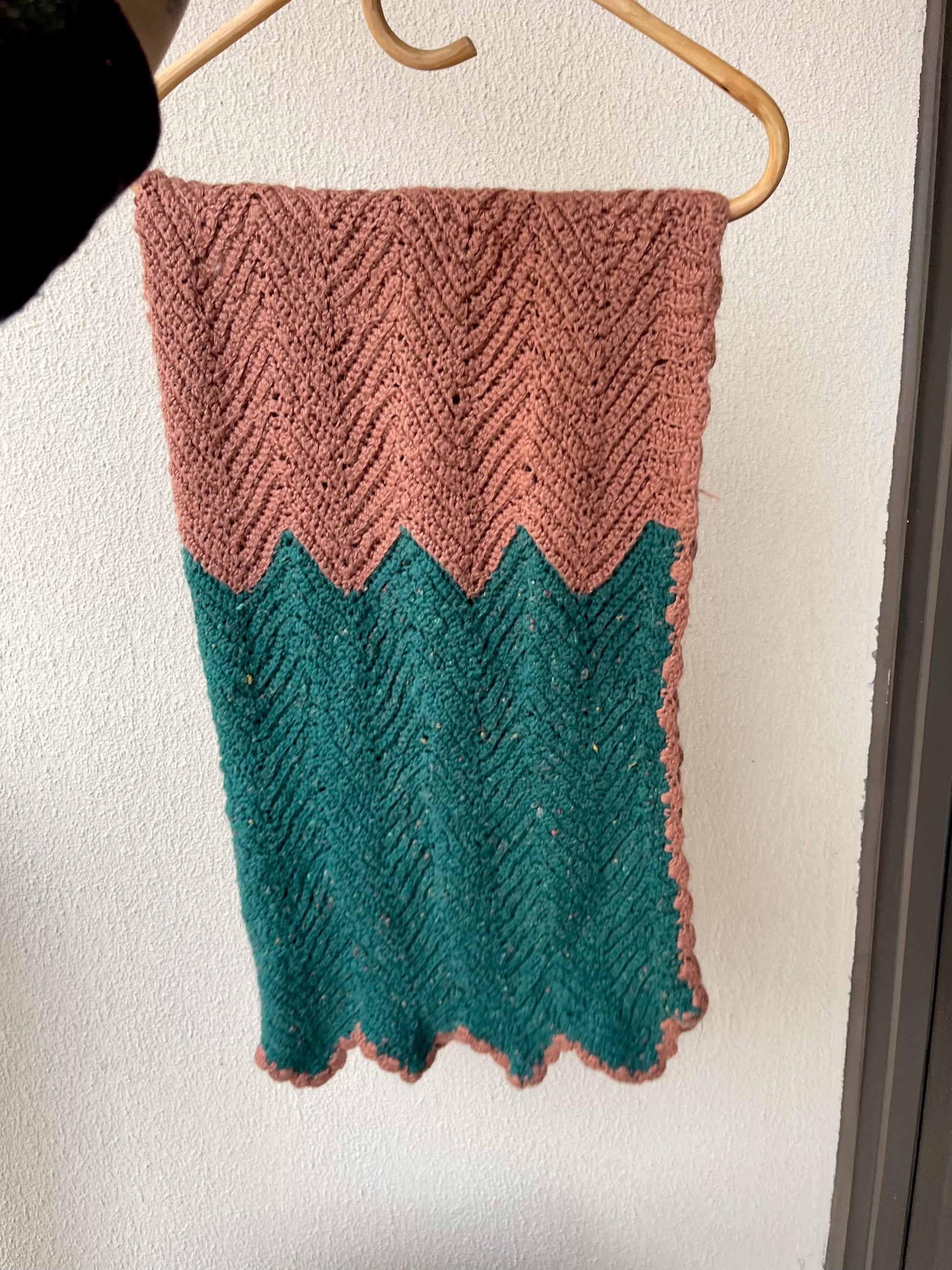 Handmade Afghan Mauve and Teal