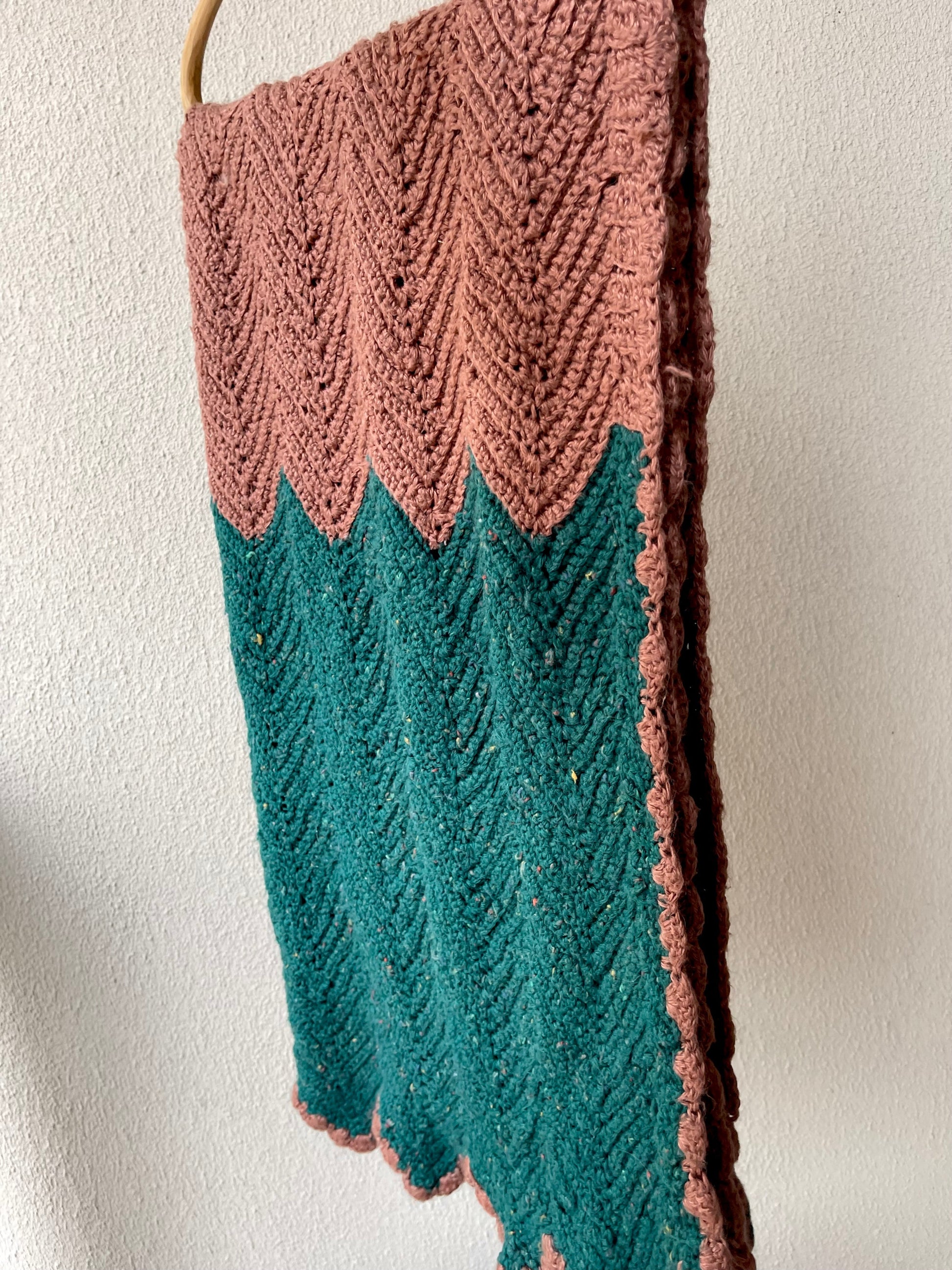 Handmade Afghan Mauve and Teal