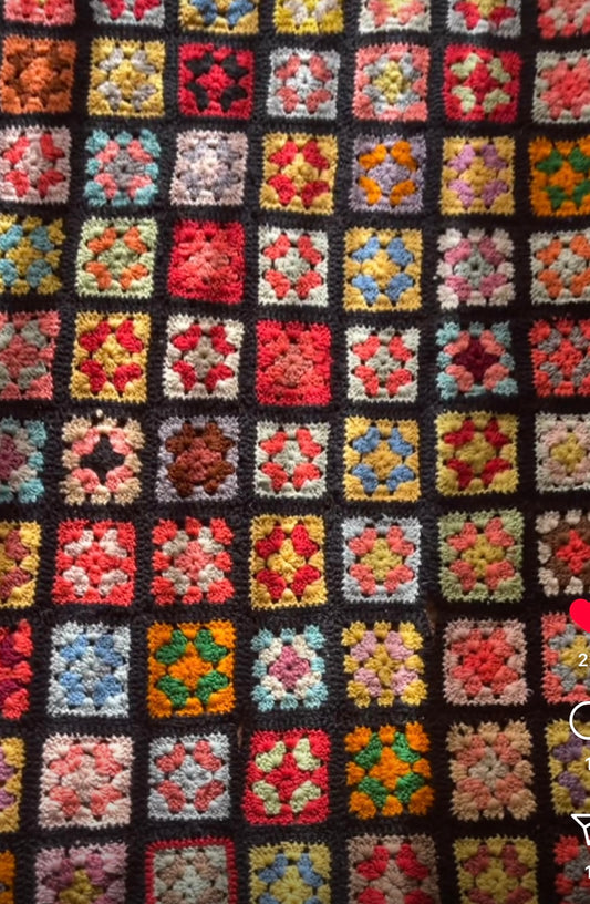 Handmade Afghan Multi Color Square