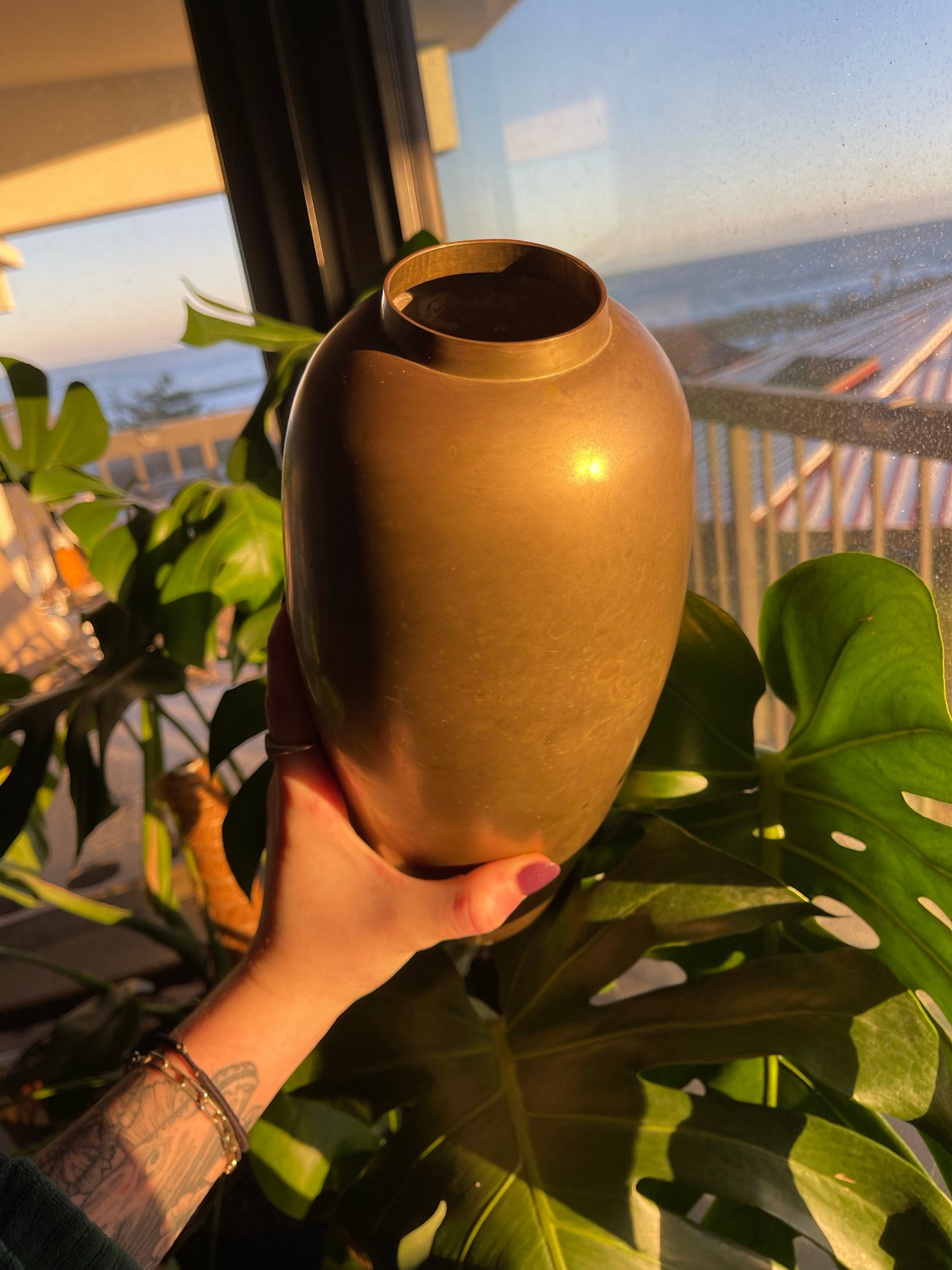 Tall Brass Vase top