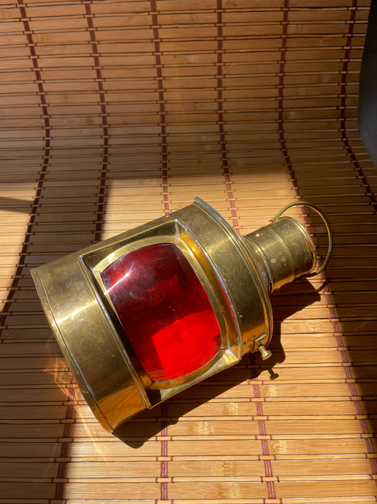 Vintage Brass Red Ship lamp