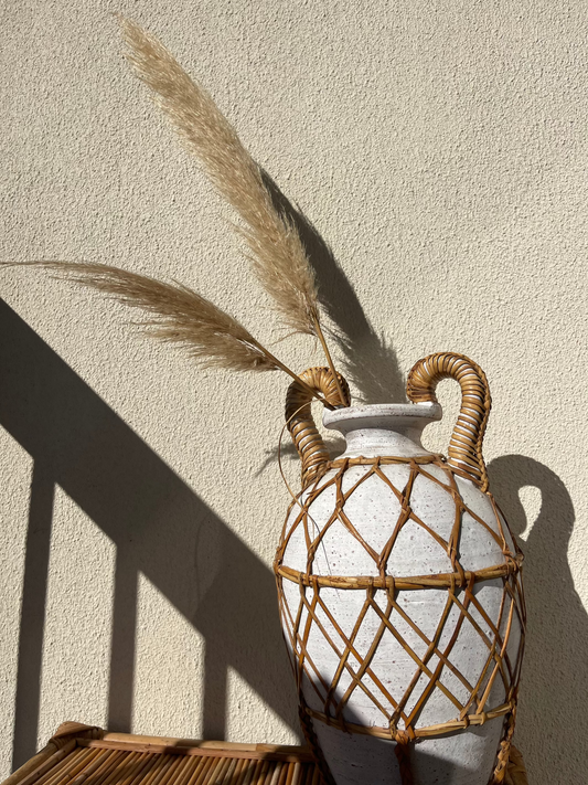 Vintage wicker wrapped vessel
