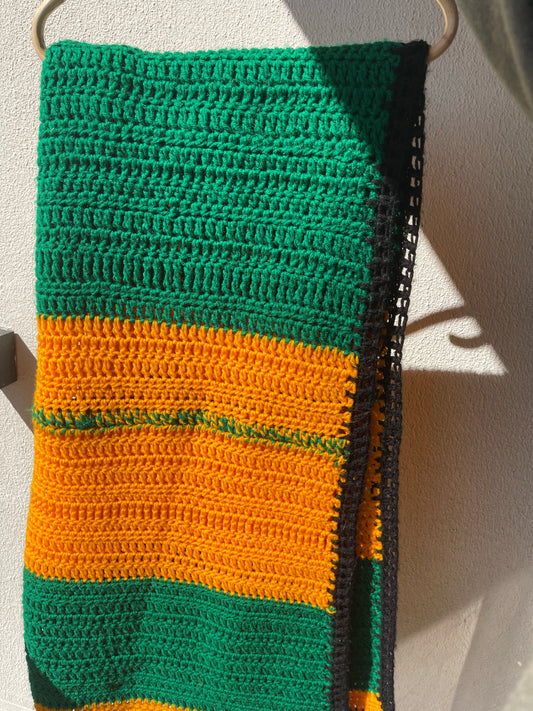 Handmade Green, Yellow & Black Afghan Throw