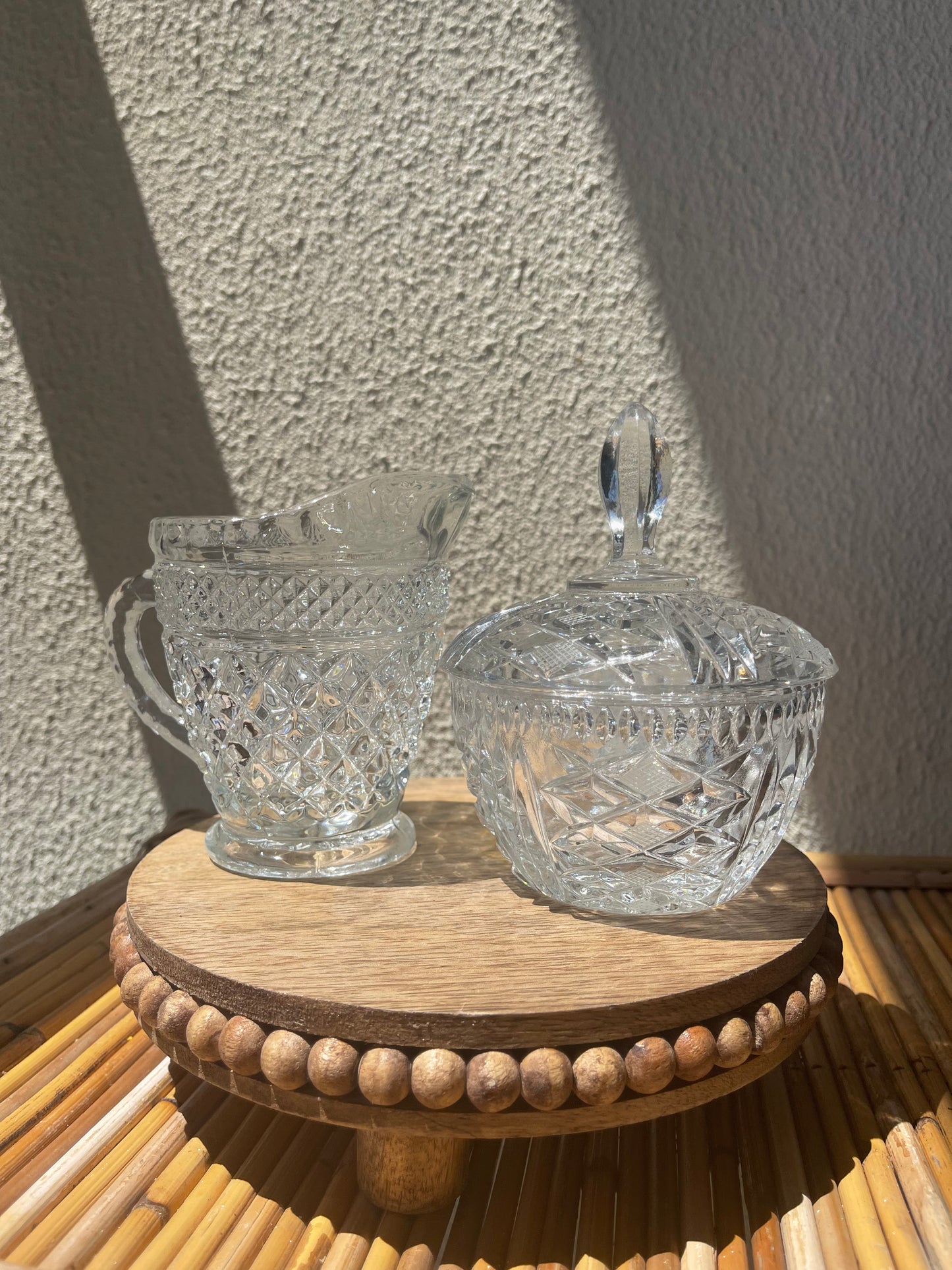 Vintage Glass Cream & Sugar Jars