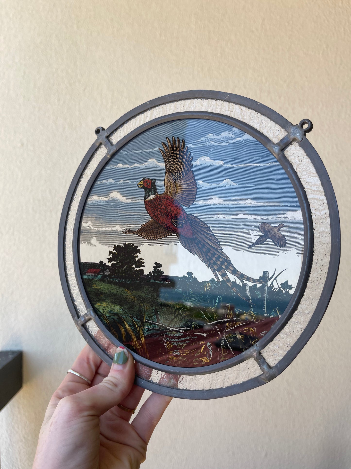 Vintage Glassmaster Pheasant Suncatcher