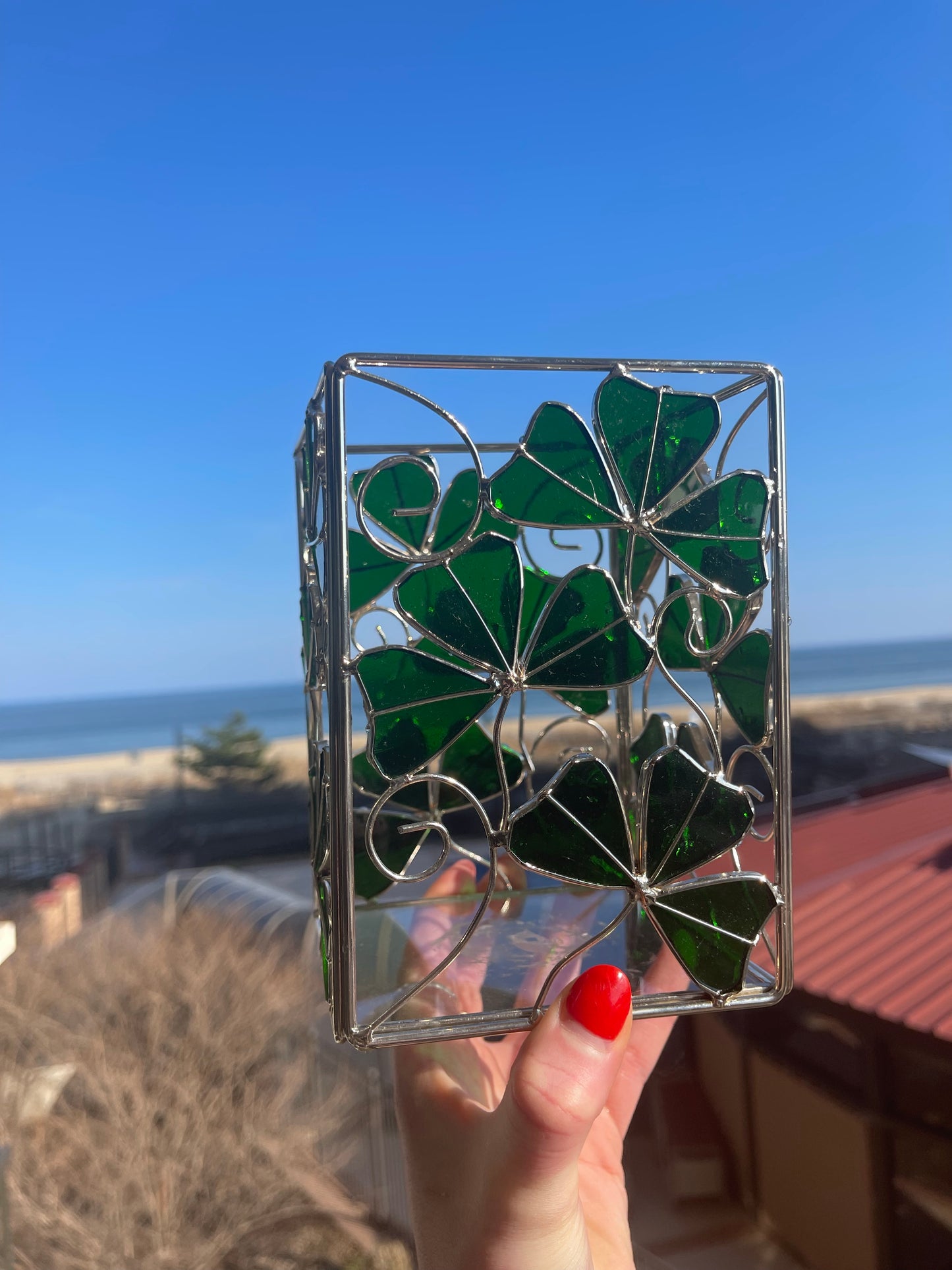 Stained Glass Clover Candle Cage