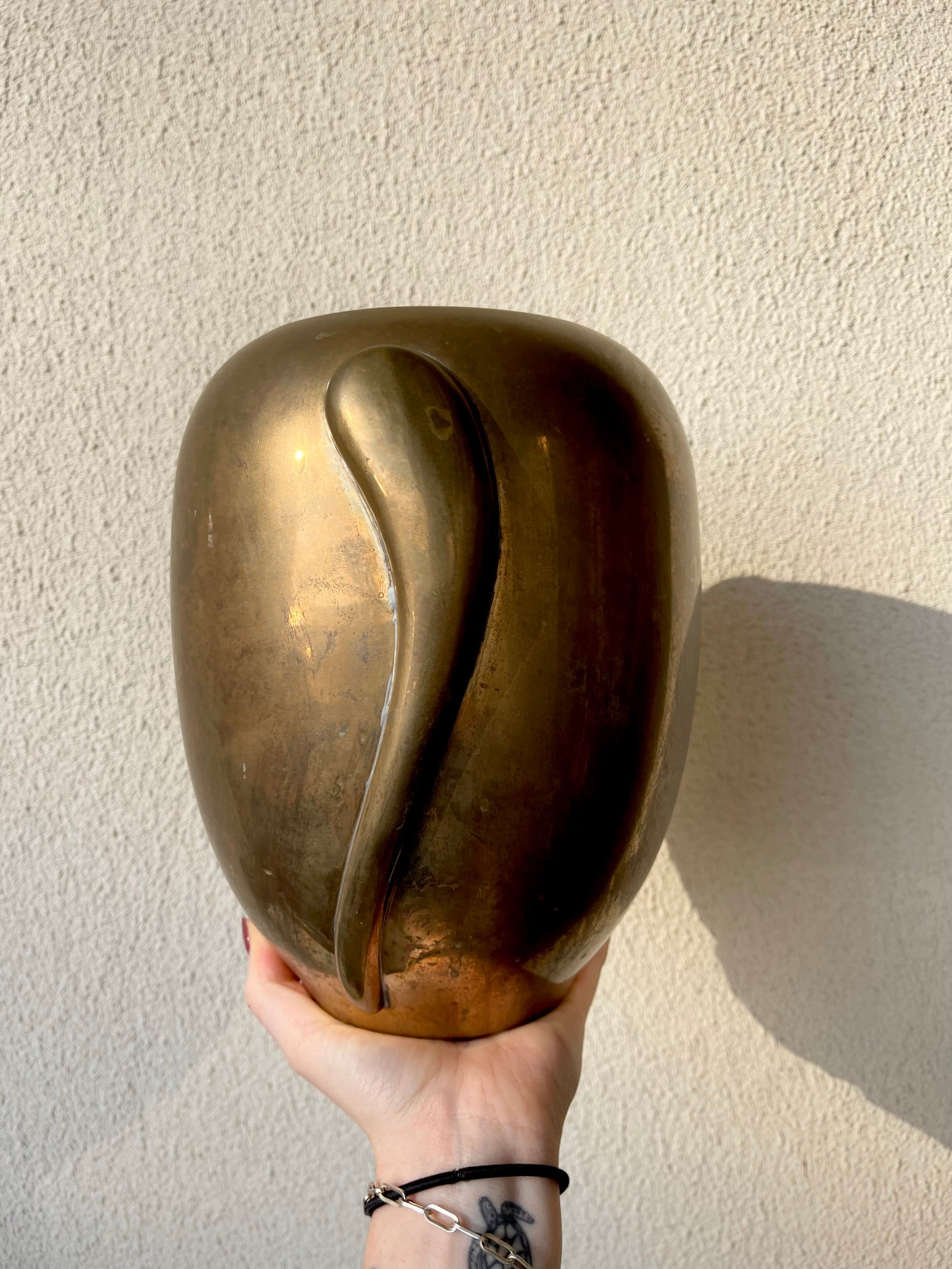 Vintage Brass Art Deco Vase Large