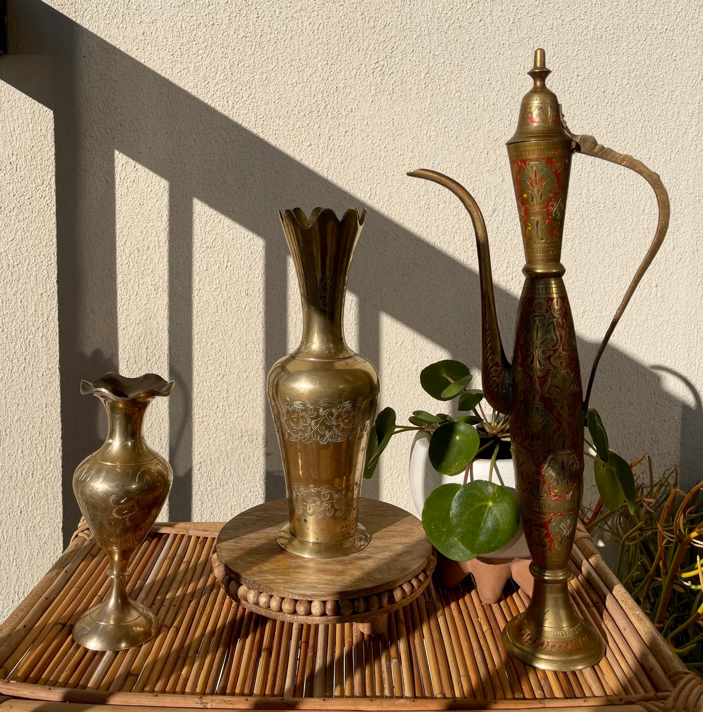 Vintage Tall Brass Aftaba Pitcher