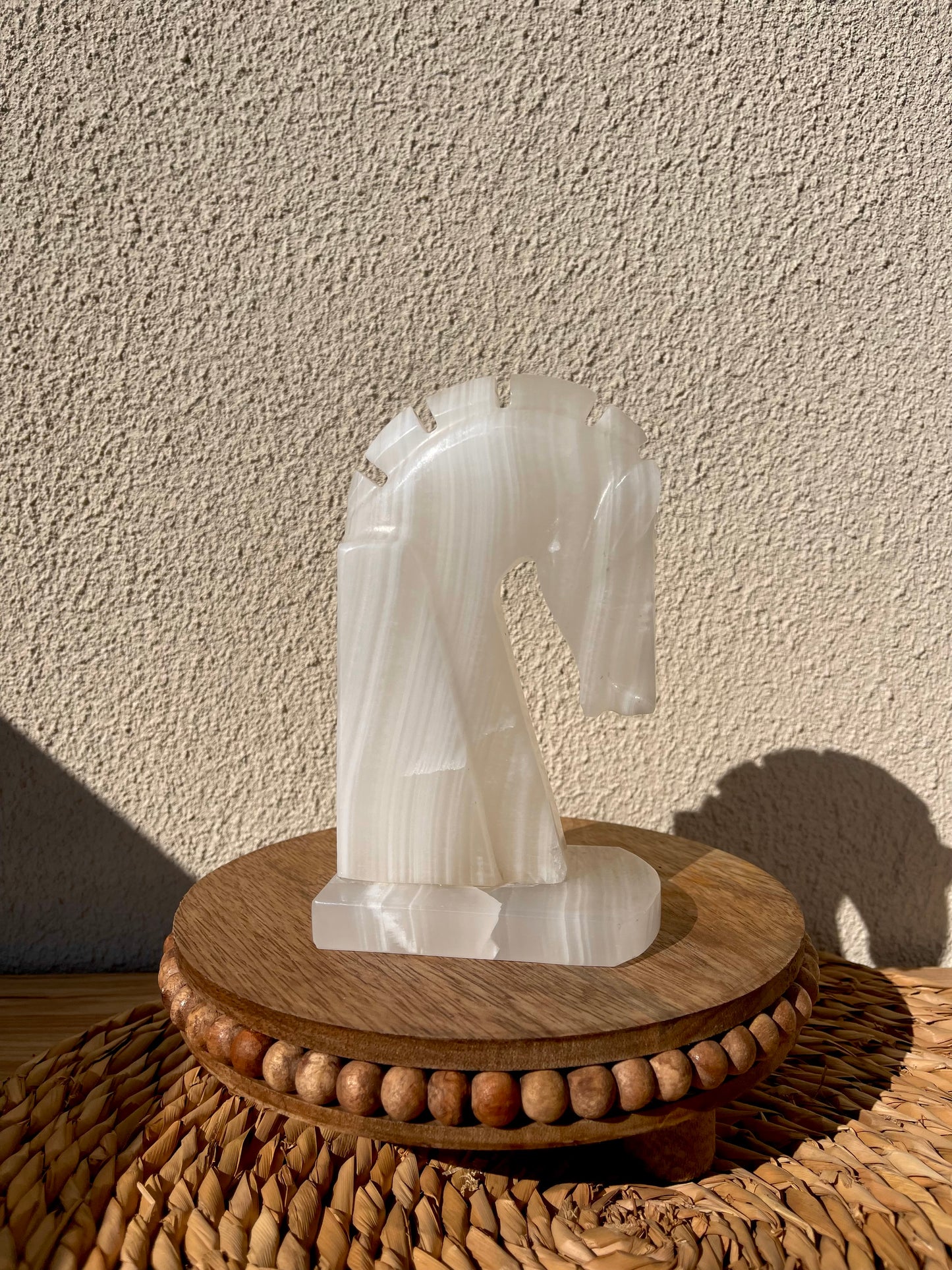 Vintage White Quartz Trojan Horse Bookend