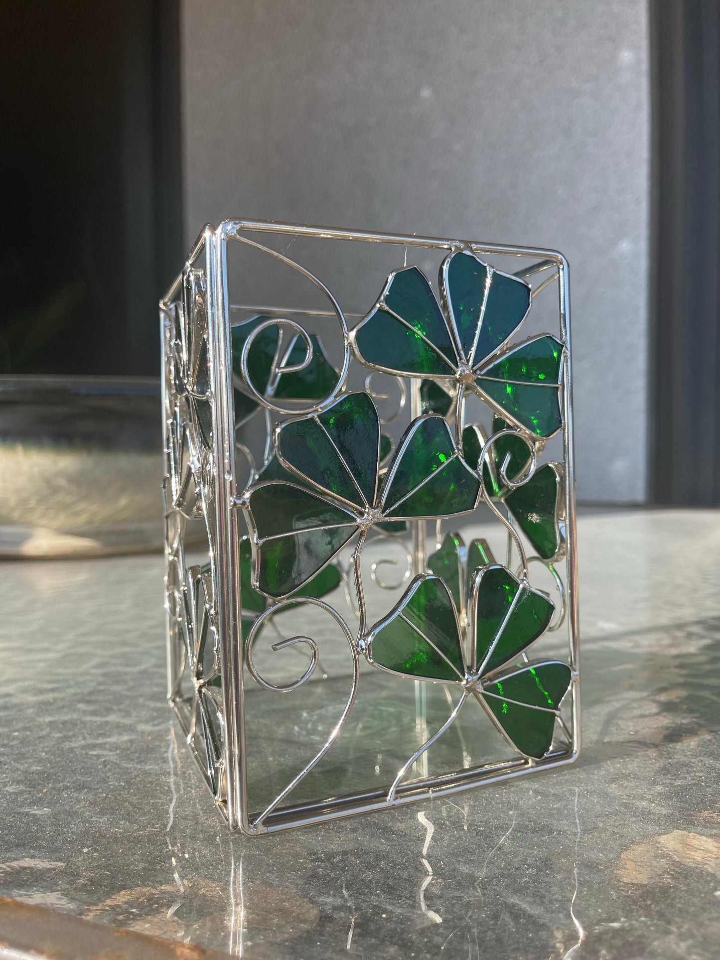 Stained Glass Clover Candle Cage