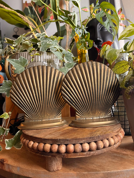 Solid Brass Scallop Shell Bookends