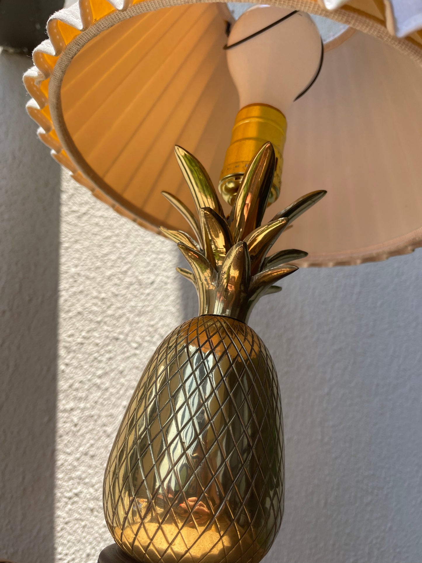 Brass Pineapple Lamp Vintage Close up