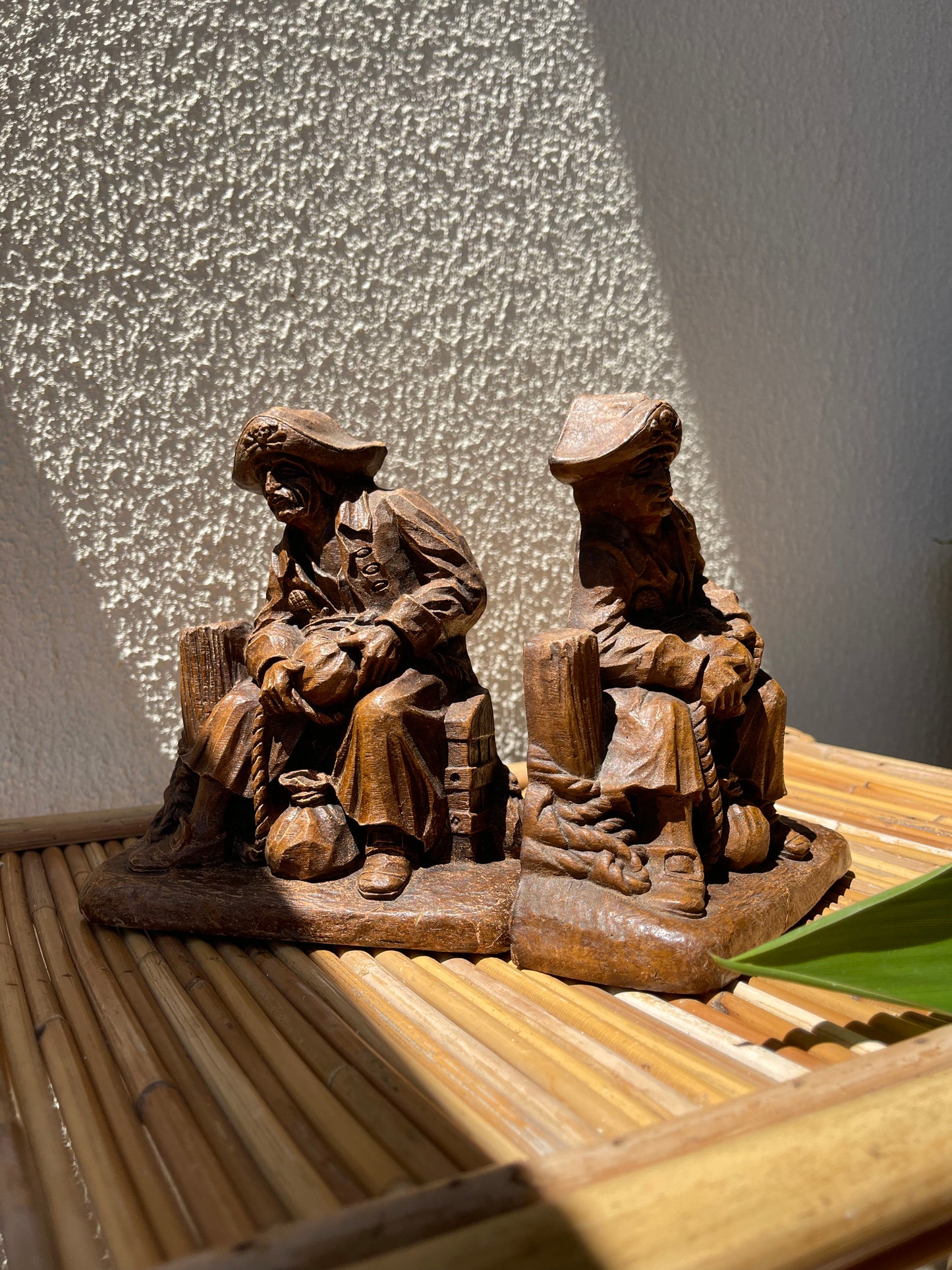 Vintage 1940's Carved Wood Pirate Bookends