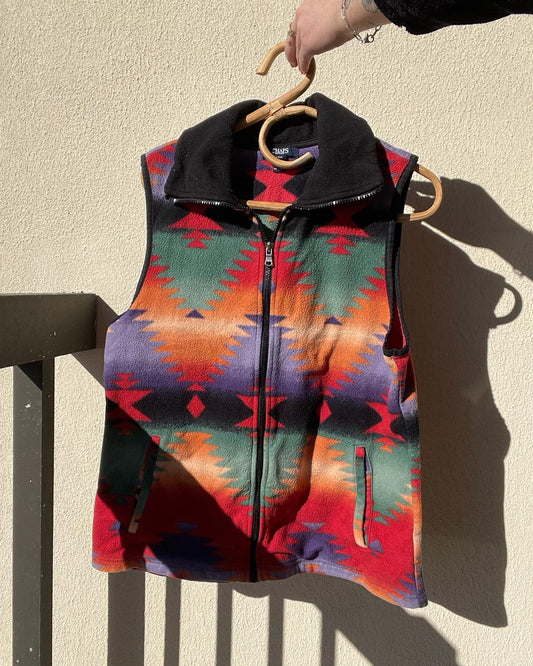 Vintage Fleece Western Aztec Vest Large