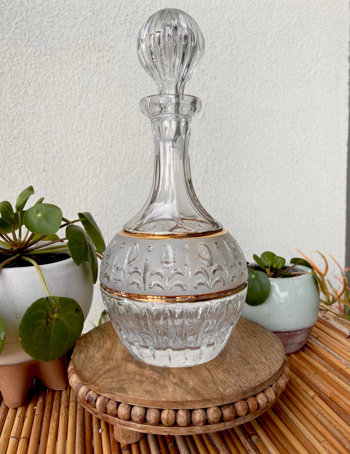 Vintage Glass & Gold Etched Decanter