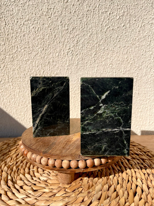 Vintage Green Granite Block Bookends