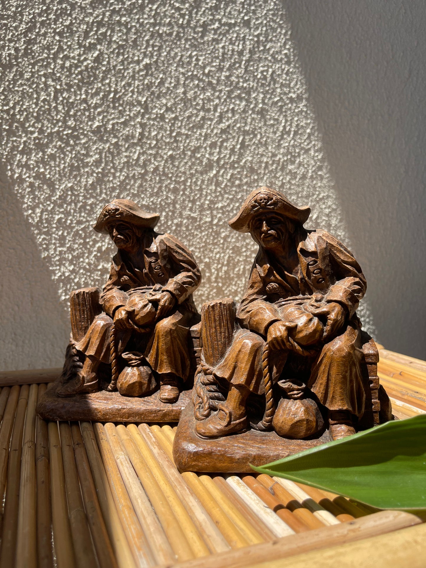 Vintage 1940's Carved Wood Pirate Bookends