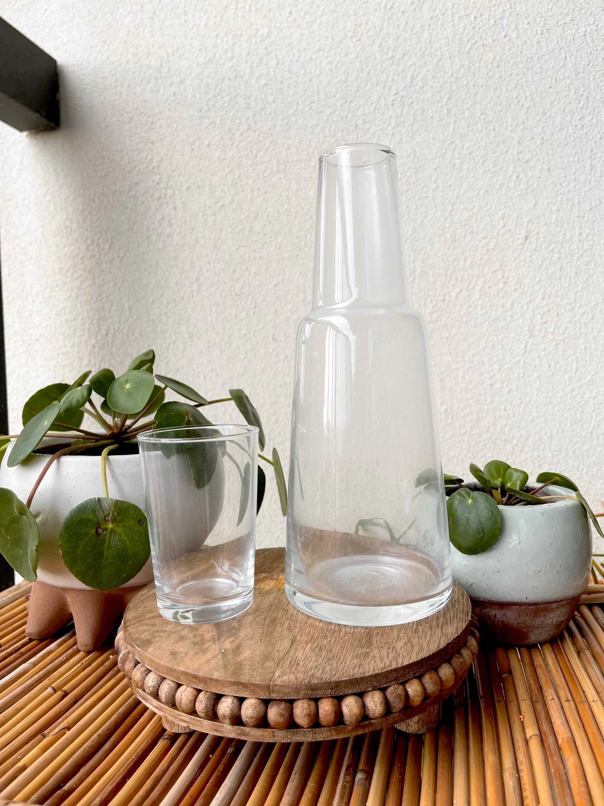 Flora Glass Water Carafe with Glass Tumbler