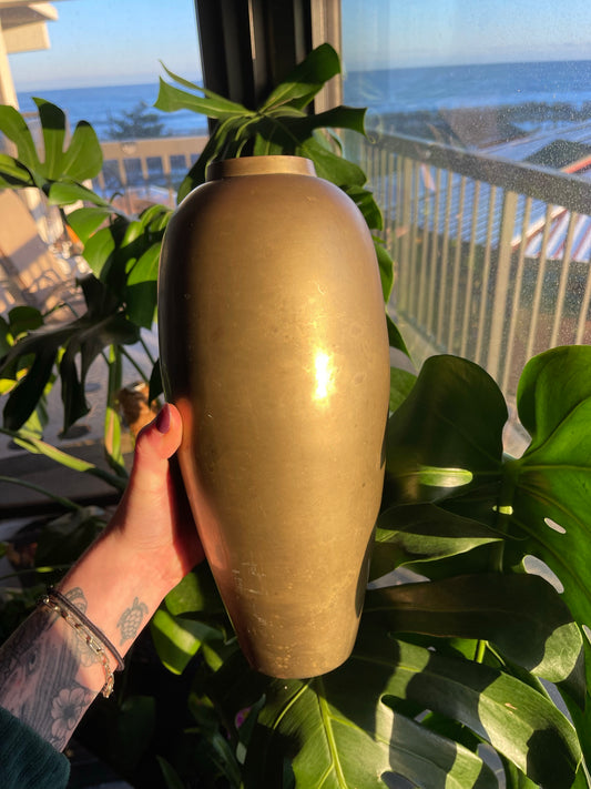 Vintage Smooth Brass Vase