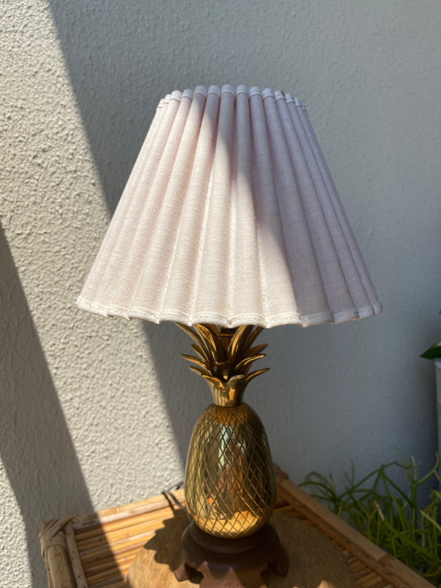 Vintage Brass/ Wood Pineapple Lamp