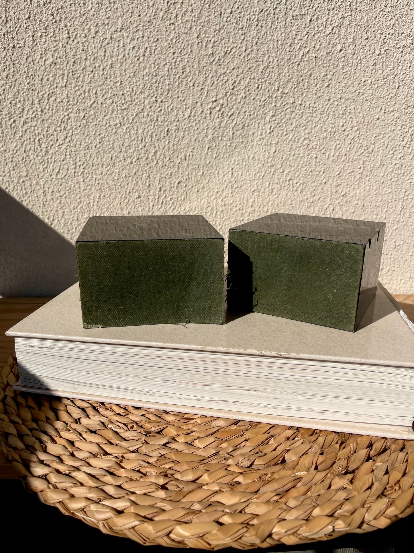 Vintage Green Granite Block Bookends