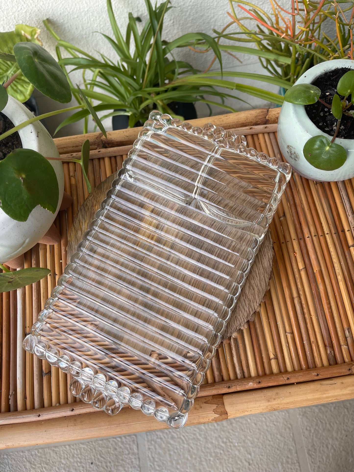 Vintage Hazel Atlas Clear Ribbed Glass Rolling Ash Tray