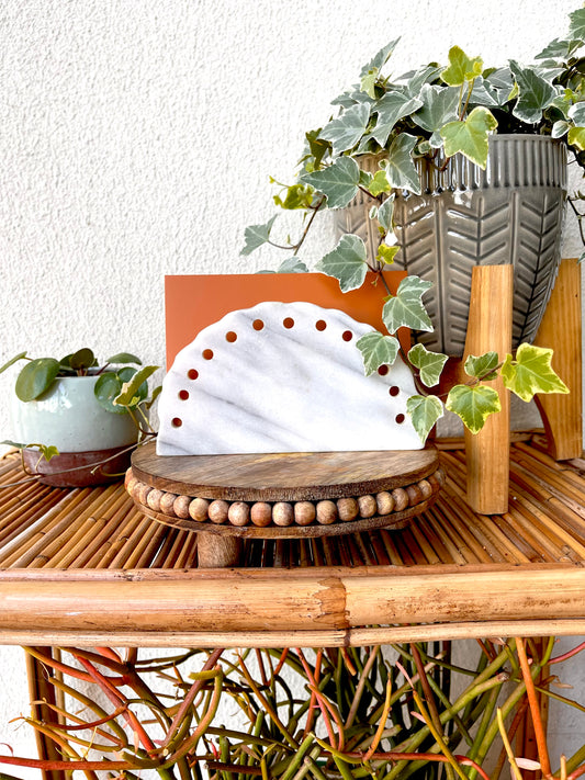 Marble Scalloped letter/ Napkin Holder