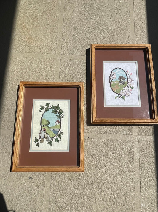 Vintage Framed Cross Stitch Set