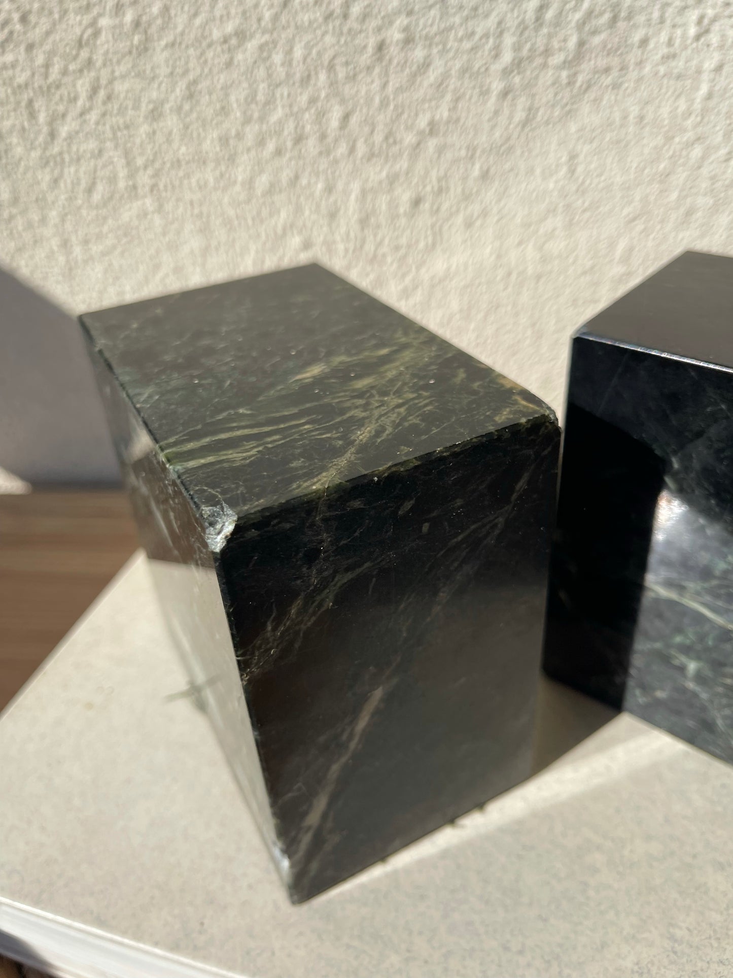 Vintage Green Granite Block Bookends