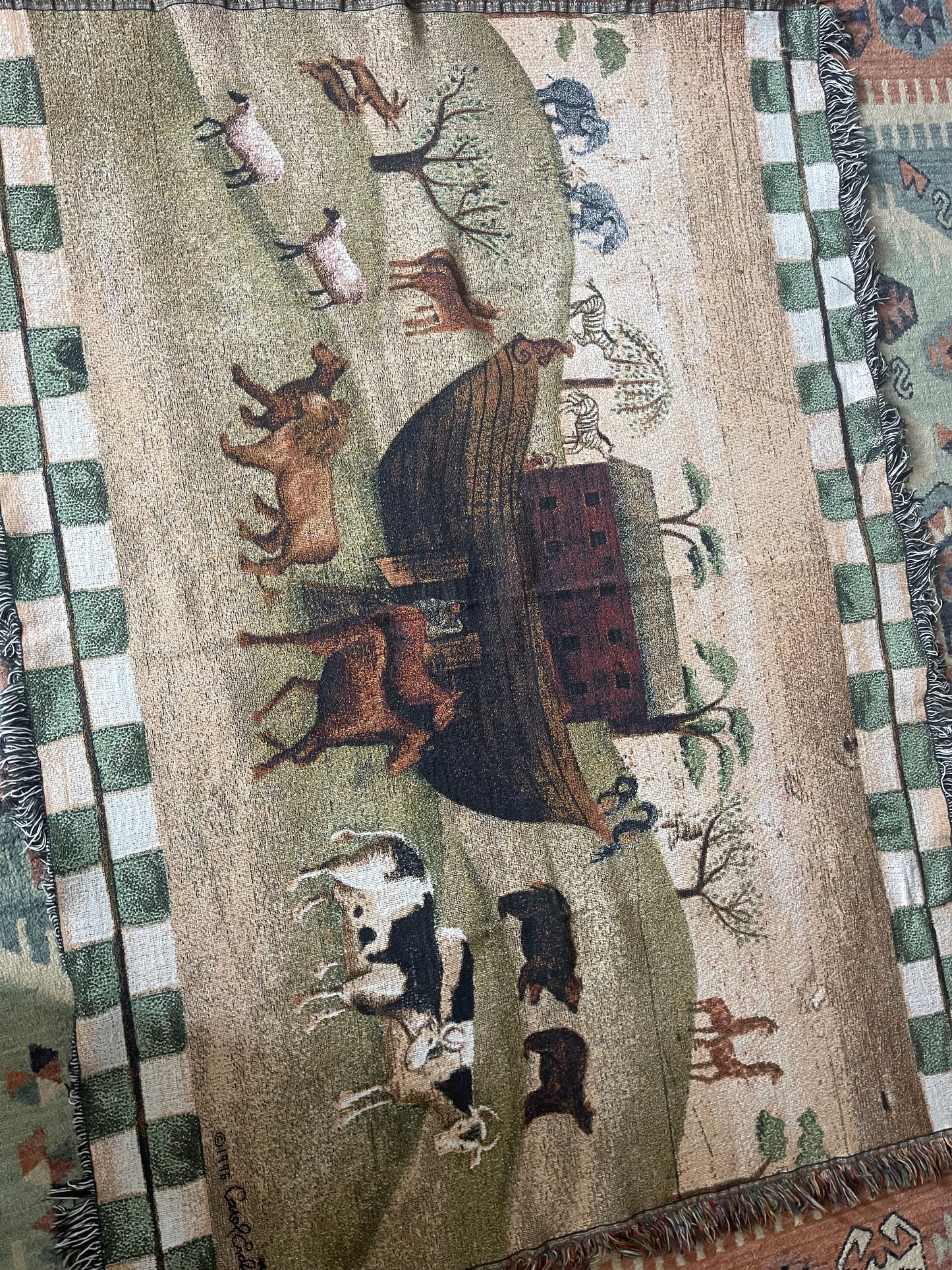 Vintage 90’s Noah’s Arc Tapestry Blanket