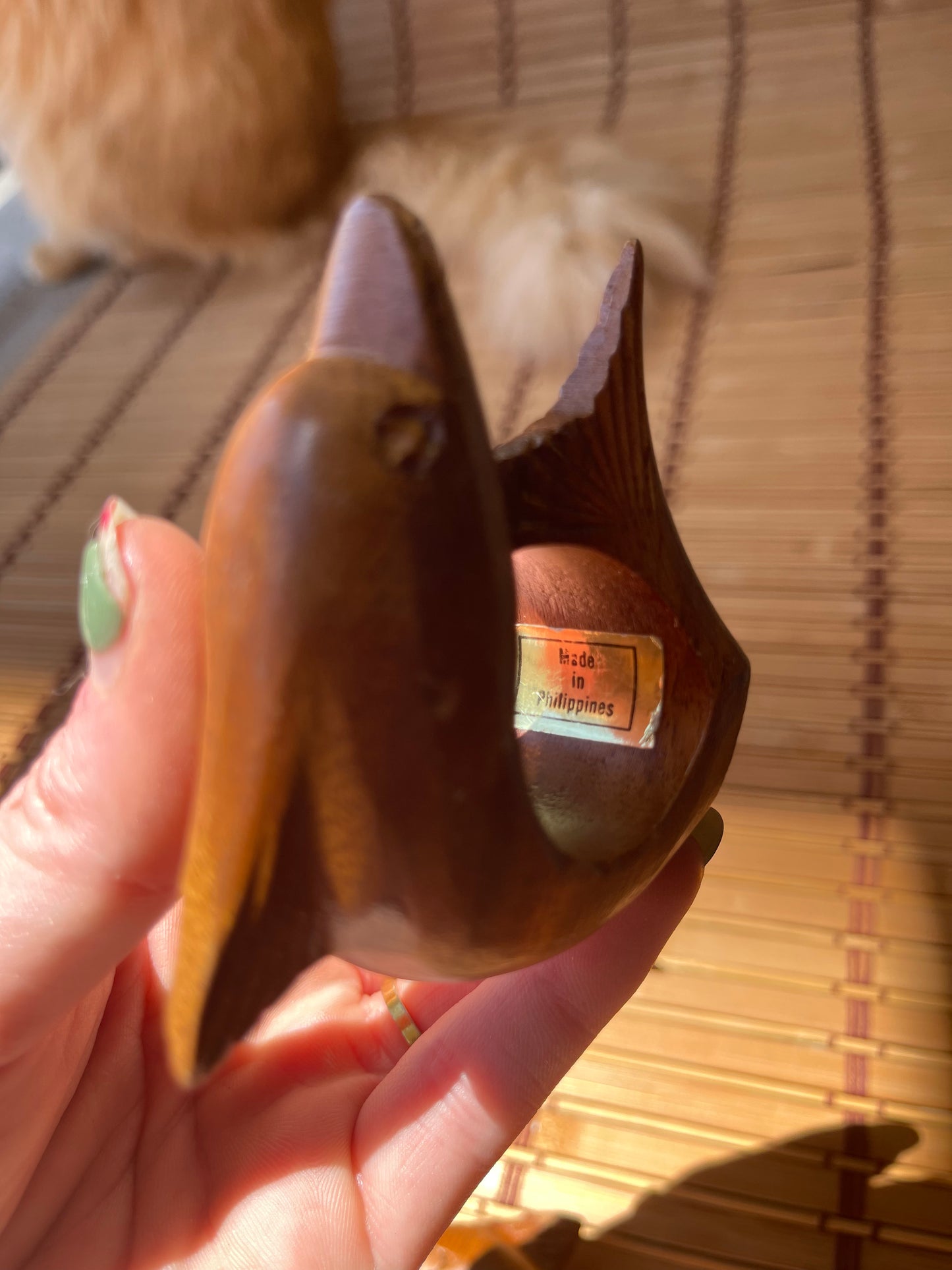 Vintage Carved Wood Dolphin Napkin Rings