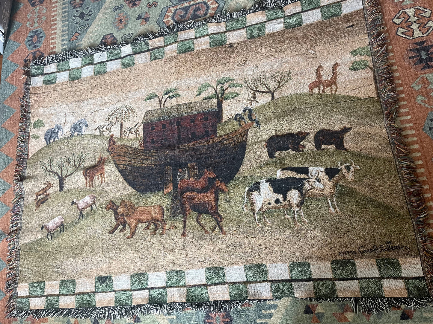 Vintage 90’s Noah’s Arc Tapestry Blanket