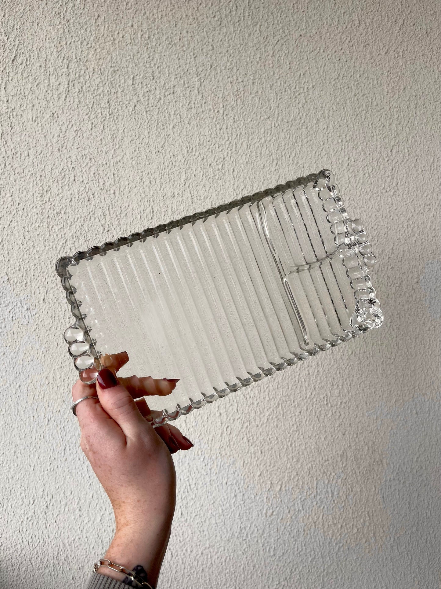 Vintage Hazel Atlas Clear Ribbed Glass Rolling Ash Tray