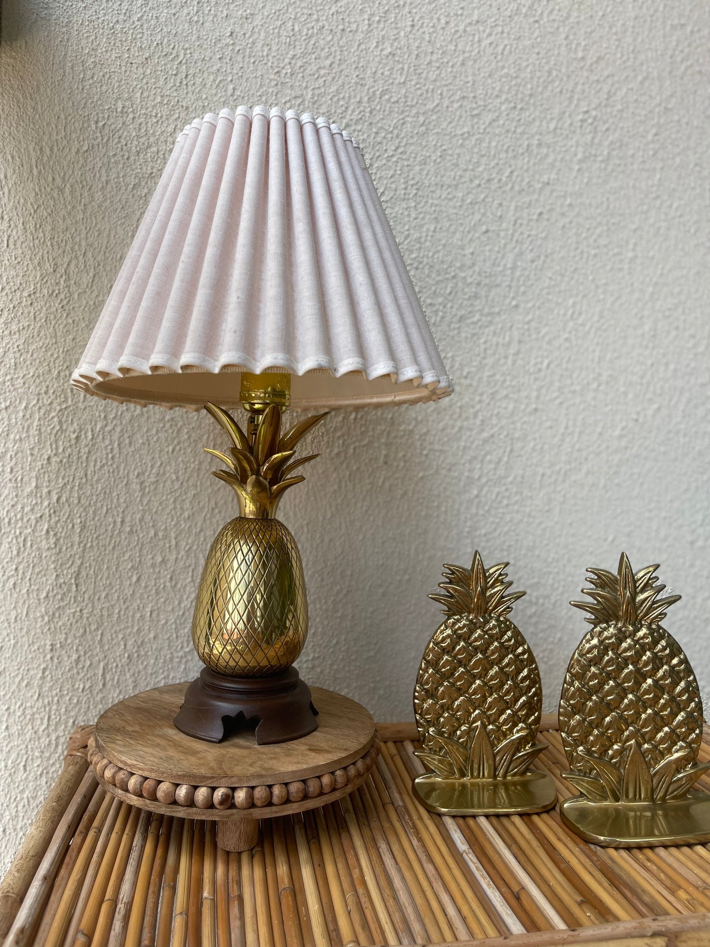 Vintage Brass/ Wood Pineapple Lamp