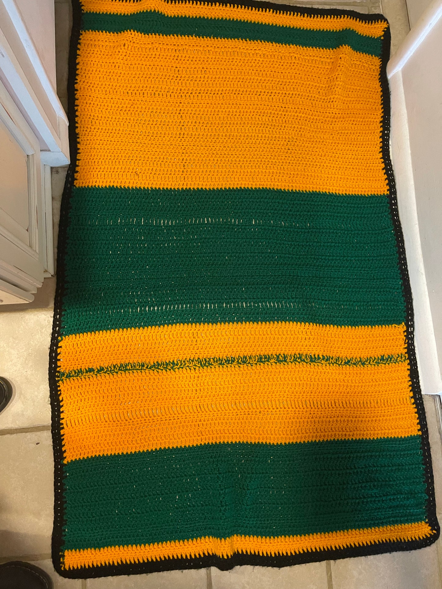 Handmade Green, Yellow & Black Afghan Throw