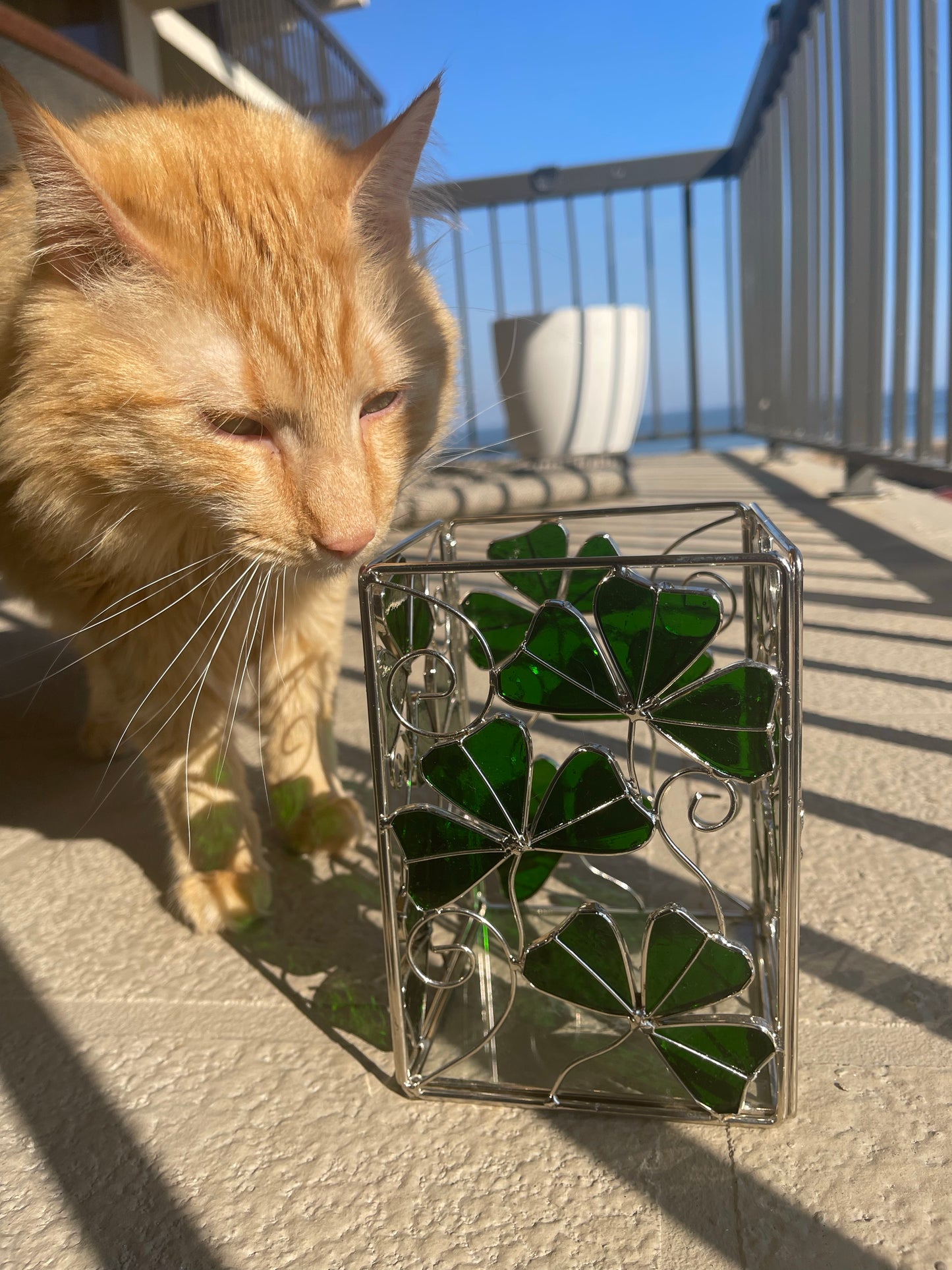 Stained Glass Clover Candle Cage