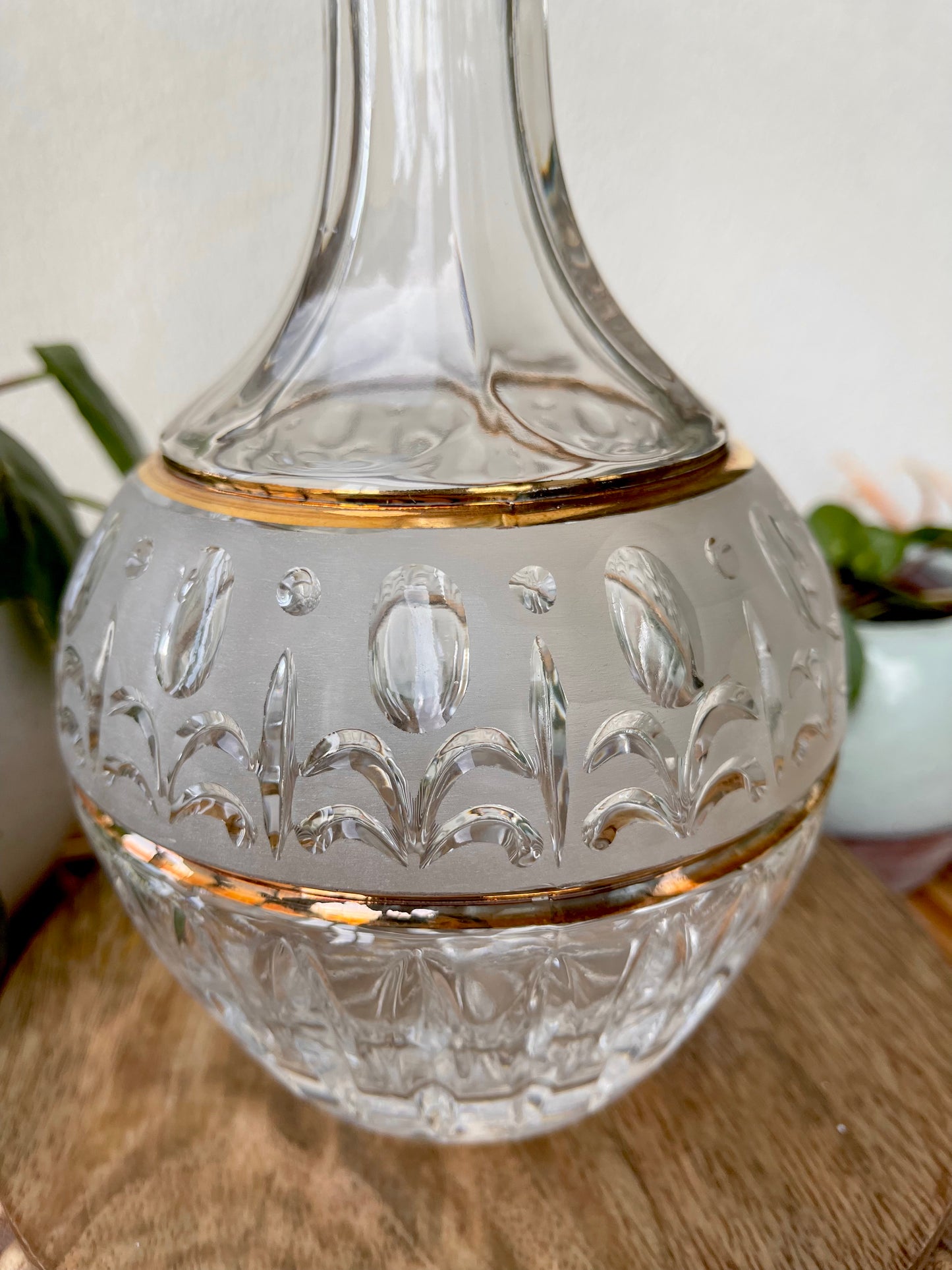 Vintage Glass & Gold Etched Decanter